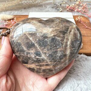 Beautiful Black Moonstone Heart